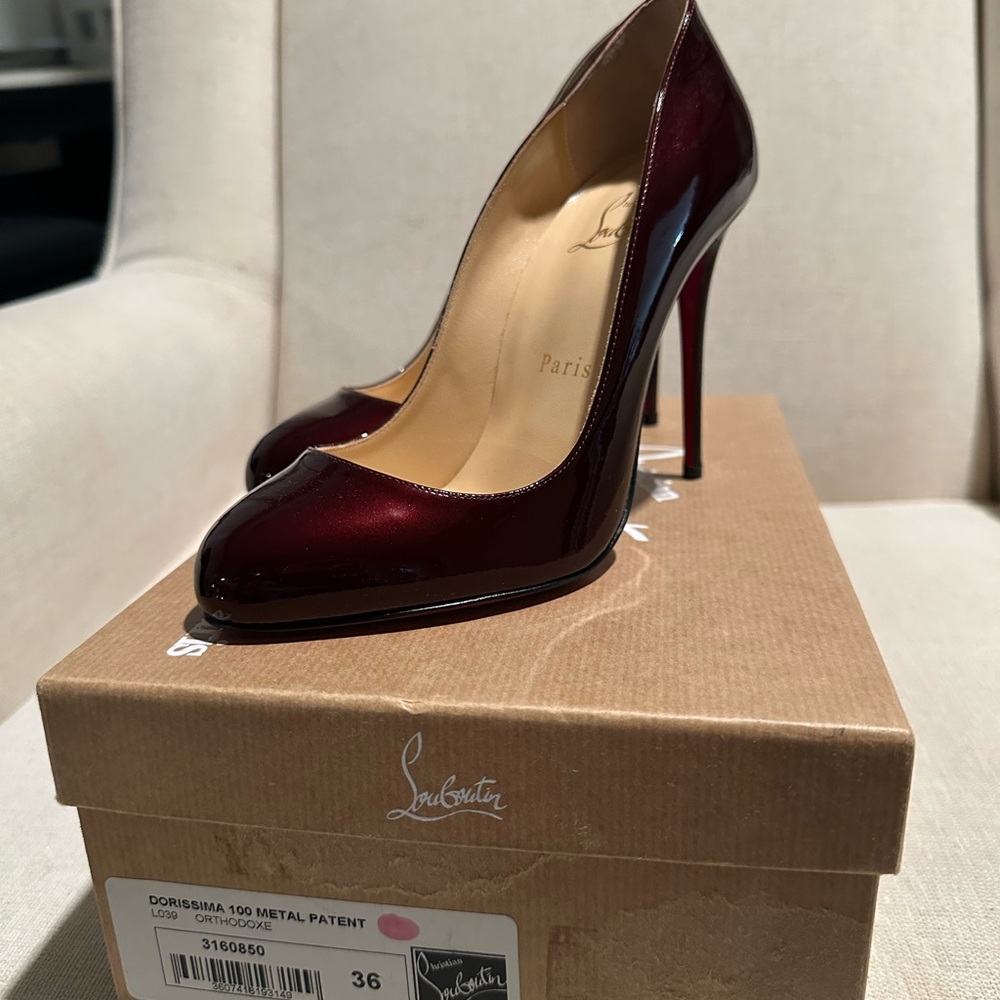 Christian Louboutin Dark Red Patent Heels - Picture 5 of 6